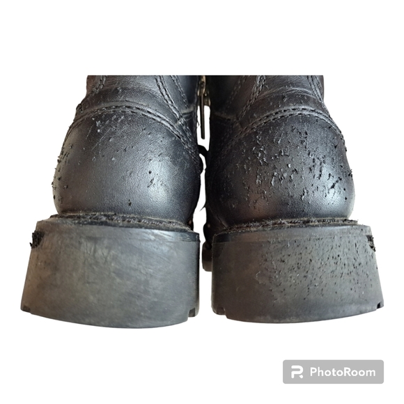 Harley-Davidson women's black leather boots Motorcycle booties Size 6 moto boots - Picture 16 of 16